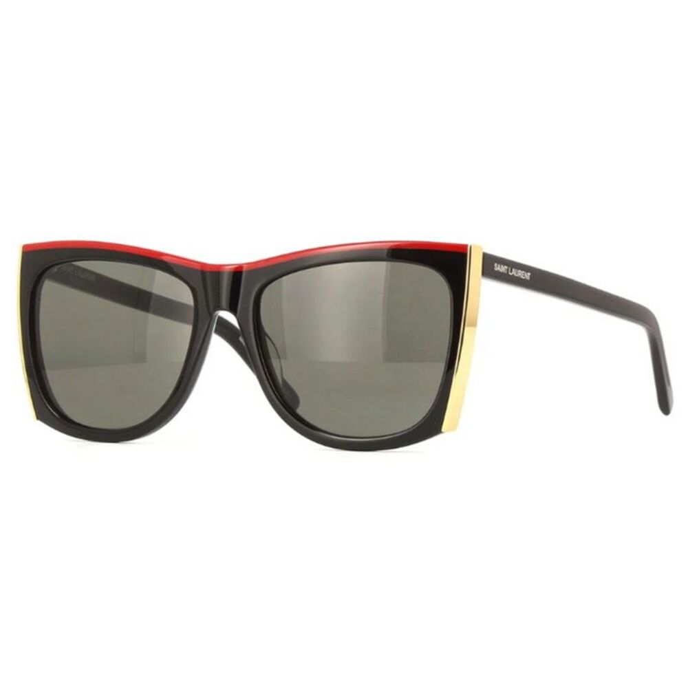 Saint Laurent Sunglasses Rectangle Full Rim, Black Frame and Grey Lens